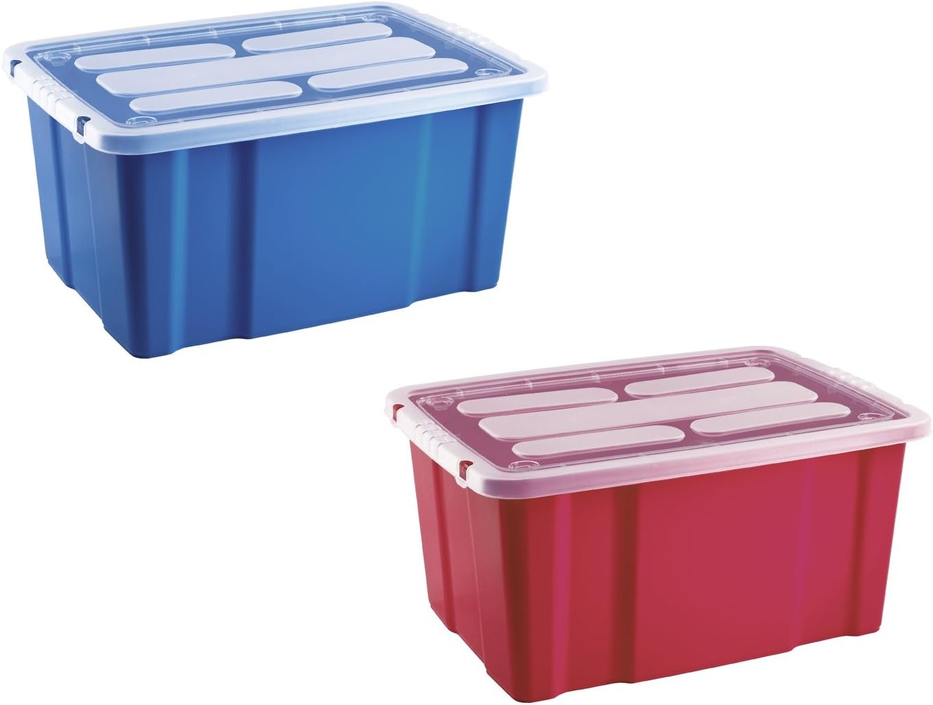 HEGA - Caja de almacenaje (62 cm, 55 L, plástico, Tapa Transparente): Amazon.es: Hogar