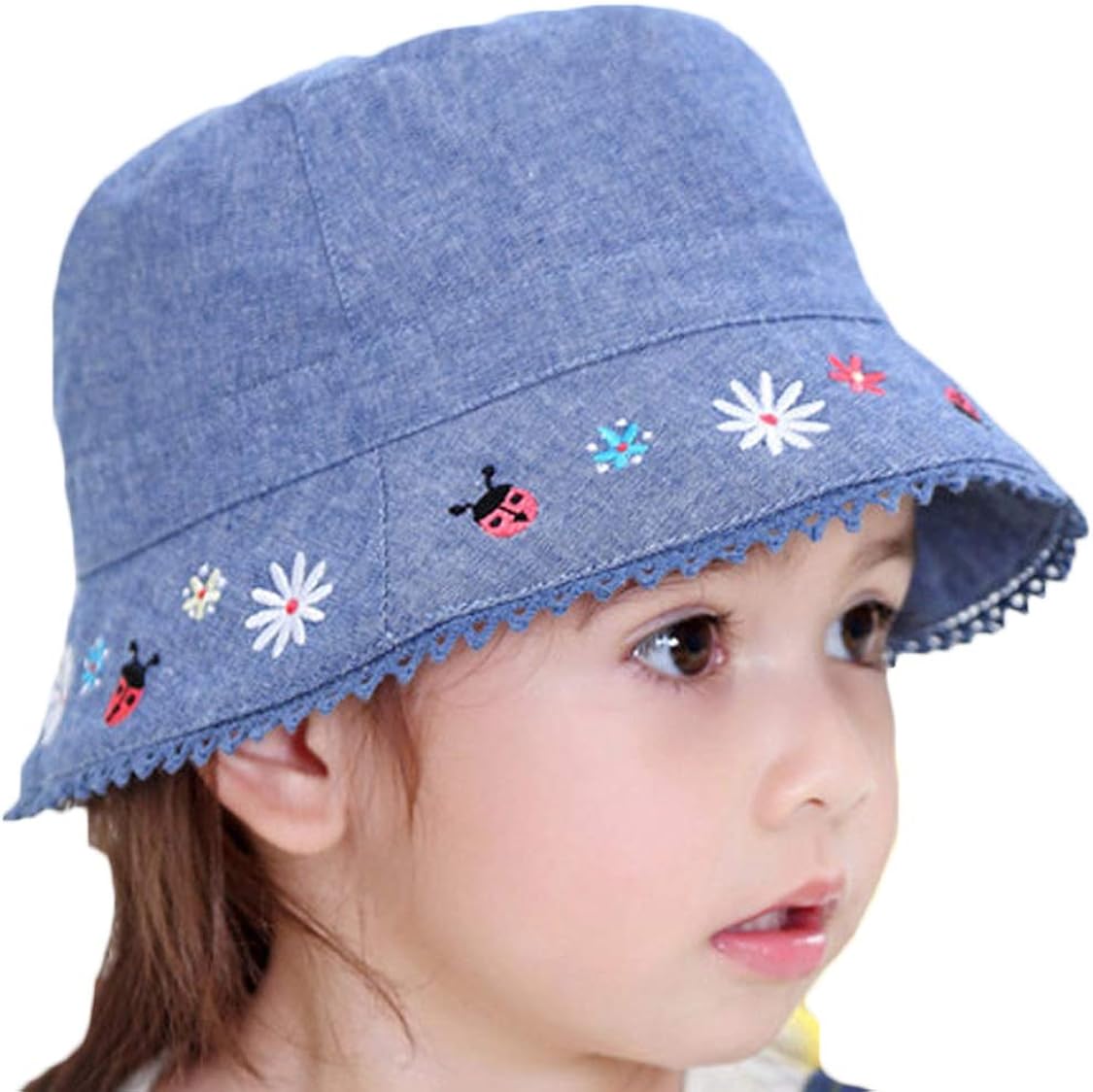 Baby Girl Sun Hat Kids Wide Brim Outdoor UV Protection Bucket Hat