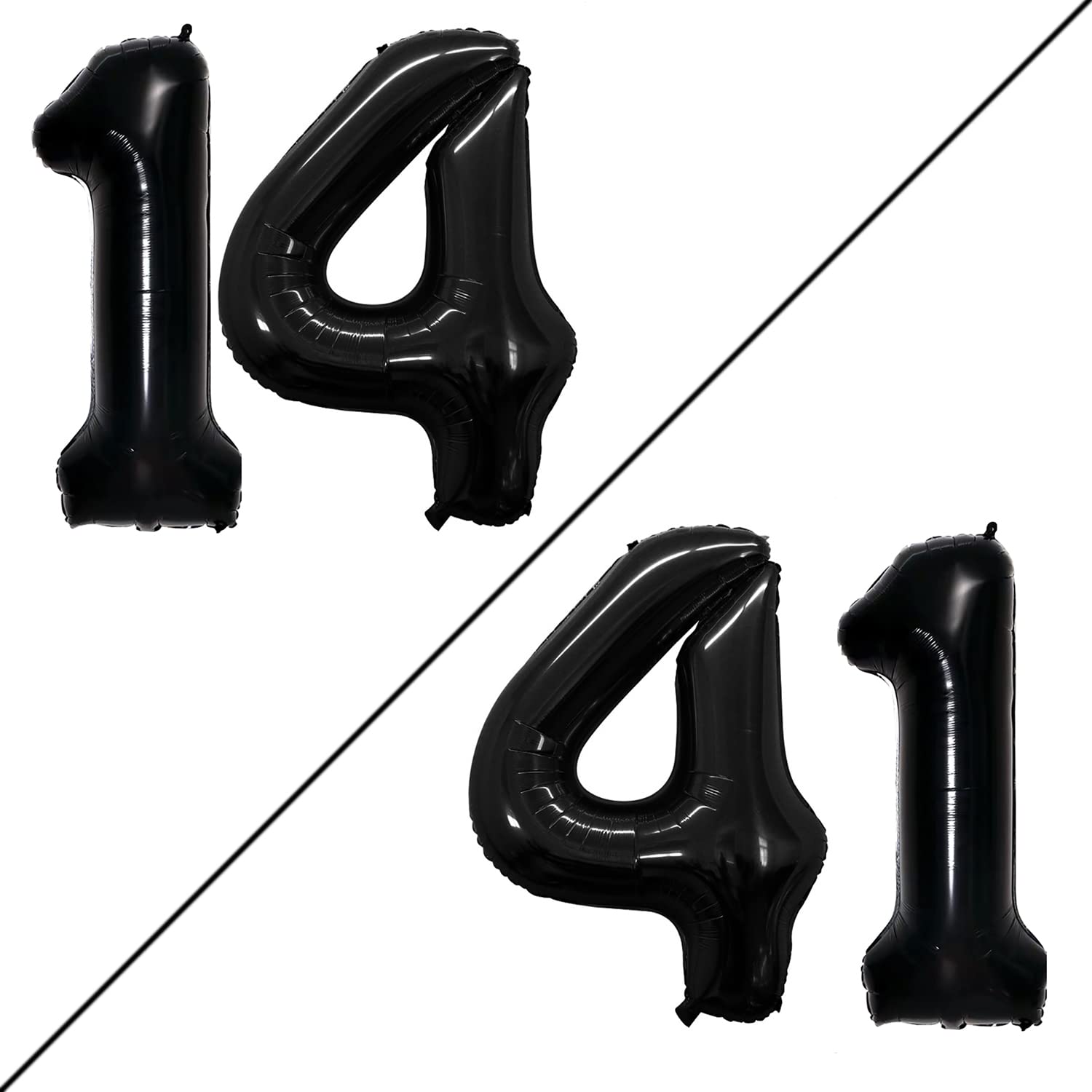 Photo 1 of GOER Number 14 Balloons for 14th Birthday Sweet 14 Party Decorations,42 Inch Jumbo Foil Helium 41 Balloons for 41st Birthday Party Decoration (Black)