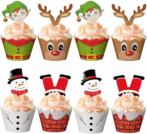 Immagini Natale Renne.Toyvian 12 Set Decorazioni Natalizie Per Cupcake E Toppers Cupcake Pupazzo Di Neve Babbo Natale Renne Elfo Amazon It Casa E Cucina