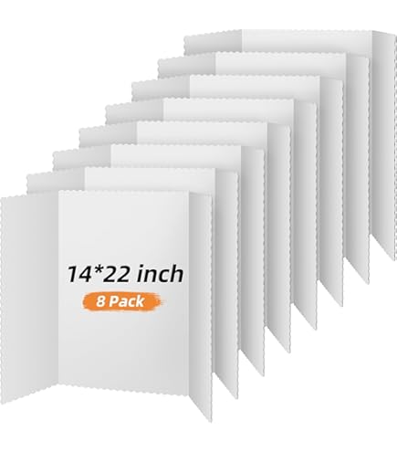 Henoyso 8 Pcs 36 x 48 Inch White Trifold Poster Board for Science