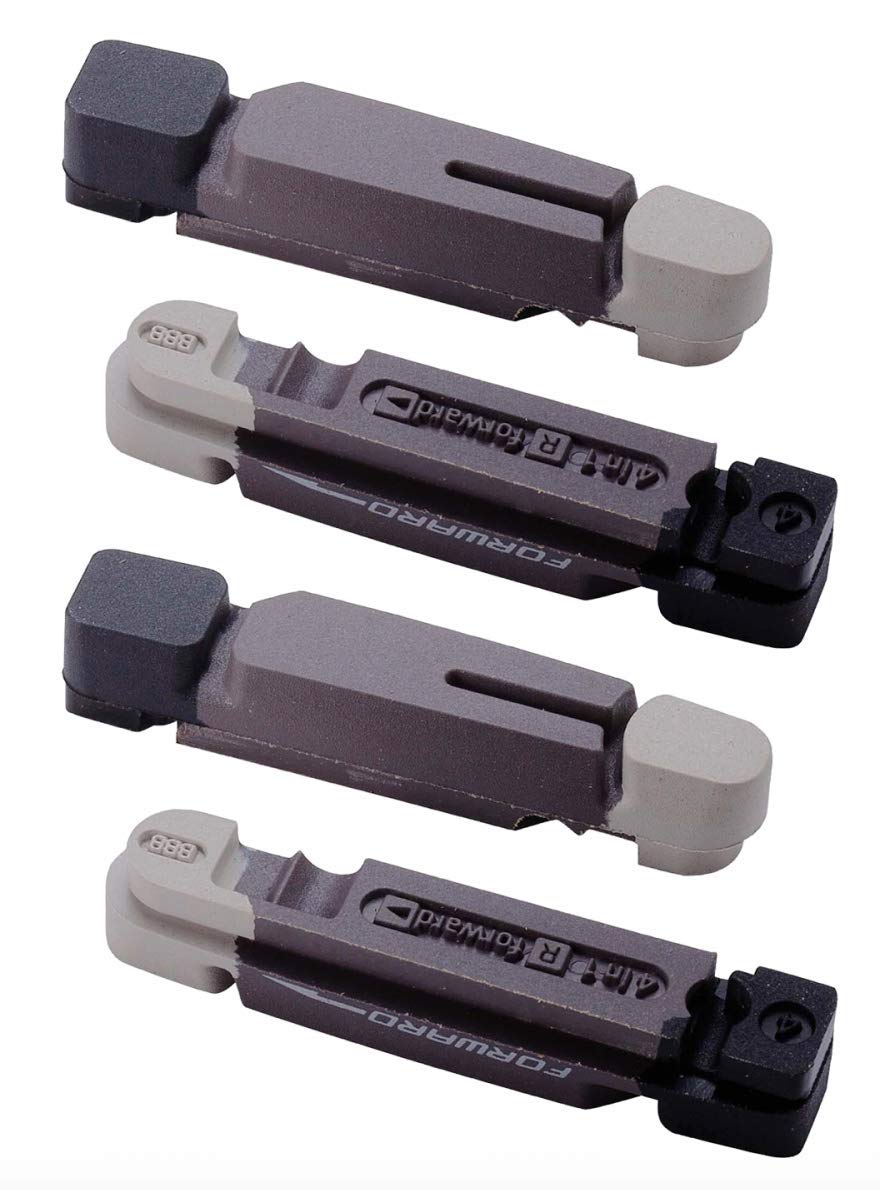 BBB Cycling Unisex's BBS-27T Bike Brake Shoes, Compatible with Shimano, SRAM, Campagnolo, Cross Stop, and BBB TechStop Cartridges, 2 Pairs (4 Pieces) -Triple Colour, One Size