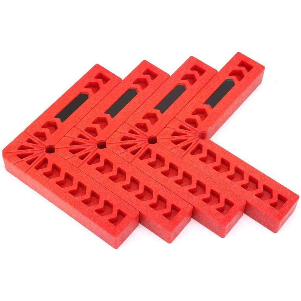 POFET 4pcs 90 Degree Positioning Clamp L Type Right Angle Clamps Woodworking Tool Auxiliary Locator Plastic Square Ruler Angle Holder for Carpenters, DIY Enthusiasts(4inch)