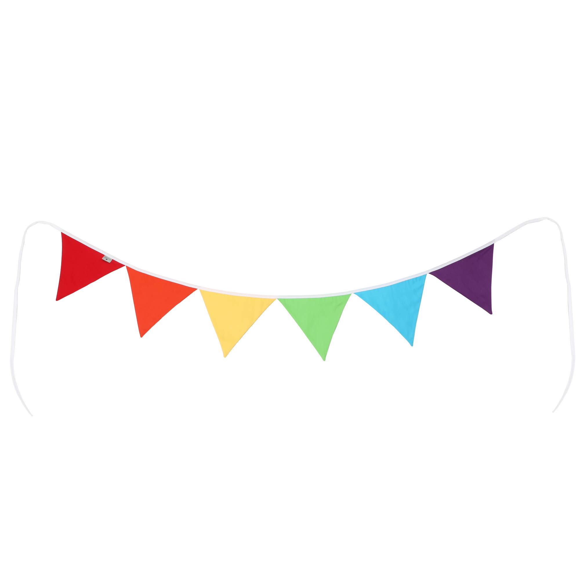 PREMYO Fabric Bunting Flags - Baby Shower Decorations Unisex Nursery - Double Sided Banner Rainbow Multicolored