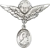 Sterling Silver Baby Badge Guardian Angel Pin with