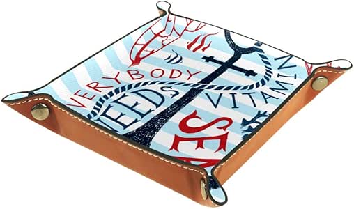 Caja de almacenamiento para dados, diseño de ancla en color azul blanco