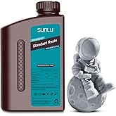 SUNLU 3D Printer Resin, 1kg Fast Curing Standard 3D Resin for LCD DLP SLA Printers, 395-405nm UV Light Curing Photopolymer Resin, Low Shrinkage, High Precision, 1000g, Grey