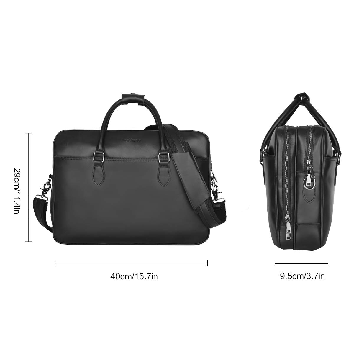 Leathario Mens Leather Briefcase Crossbody Bag Leather Computer Bag