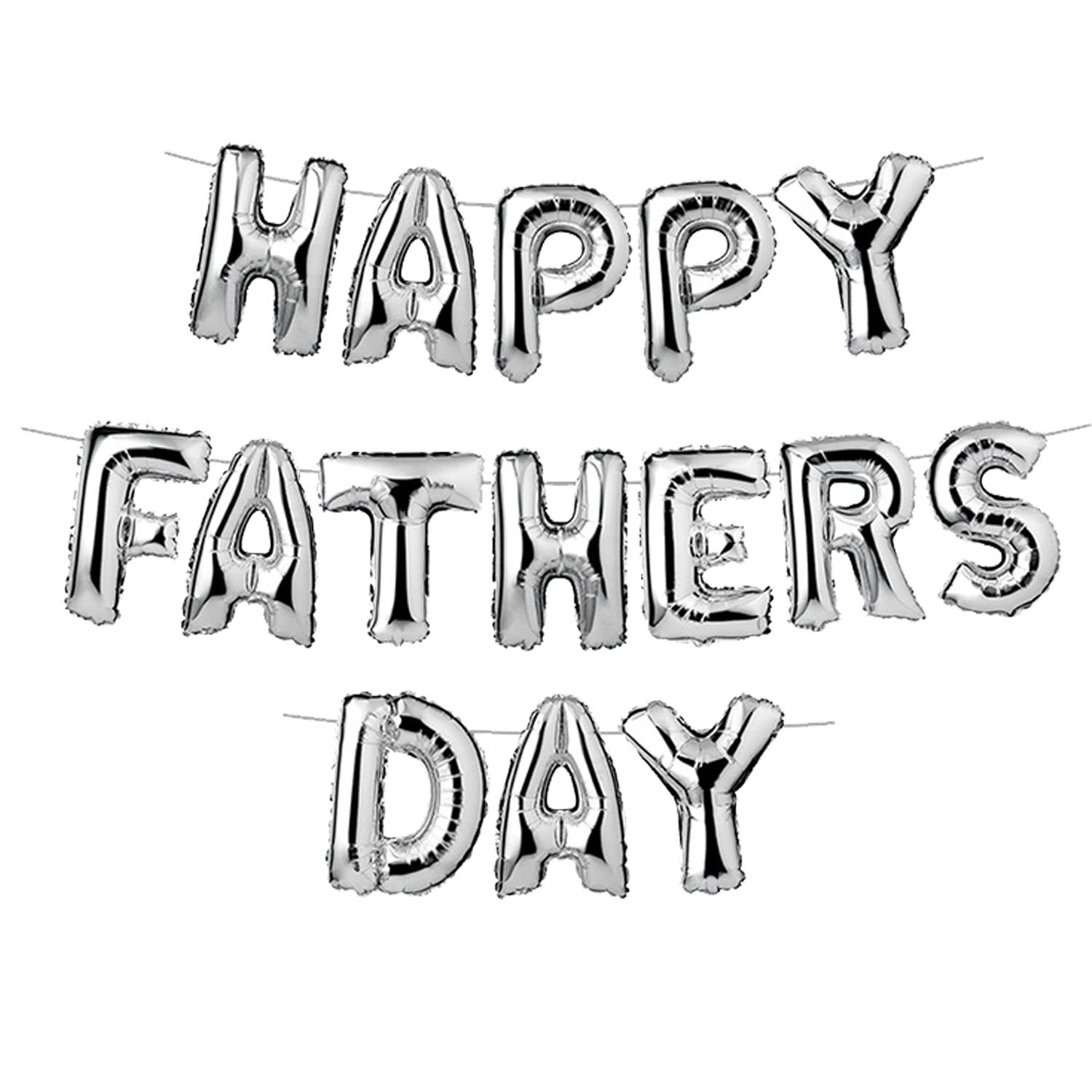 AKH® Happy Father's Day Foil Balloon Banner | Silver Dad Banner | Father's Day Party Decorations | Dad's Day Balloons With Blow Tube and Ribbon