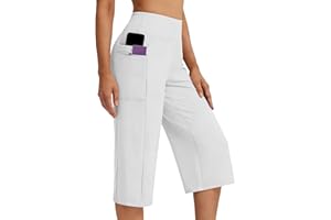 Women's Wide Leg Capris for Yoga Golf High Waisted Lightweight Summer Hiking Pants Stretchy Cropped Travel Pants