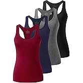 Femdouce Racerback Workout Tank top for Women Activewear Running top Yoga 4 Pack