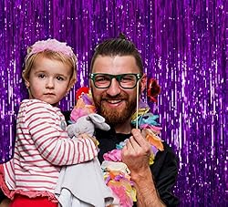 Metallic Purple Foil Fringe Tinsel Curtain 3 x 8 Ft