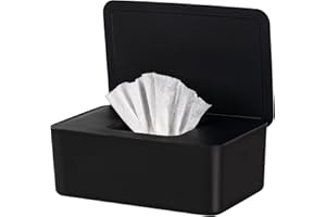 WENVASTREE Baby Wipes Dispenser, Wipe Holder for Baby & Adult,Keeps Wet Tissue Fresh, Non-Slip Wipes Case, Flushable Wipe Container with Sealing Design Lid (Black)