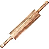 KITEISCAT Acacia Wooden Rolling Pin for Baking - Non-Stick Dough Roller with Handles- 17 Inches Long Baking Rolling Pin for P