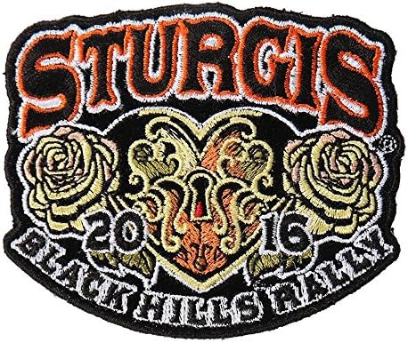 Men's Official 2016 Sturgis Motorcycle Rally Heart Lock Patch