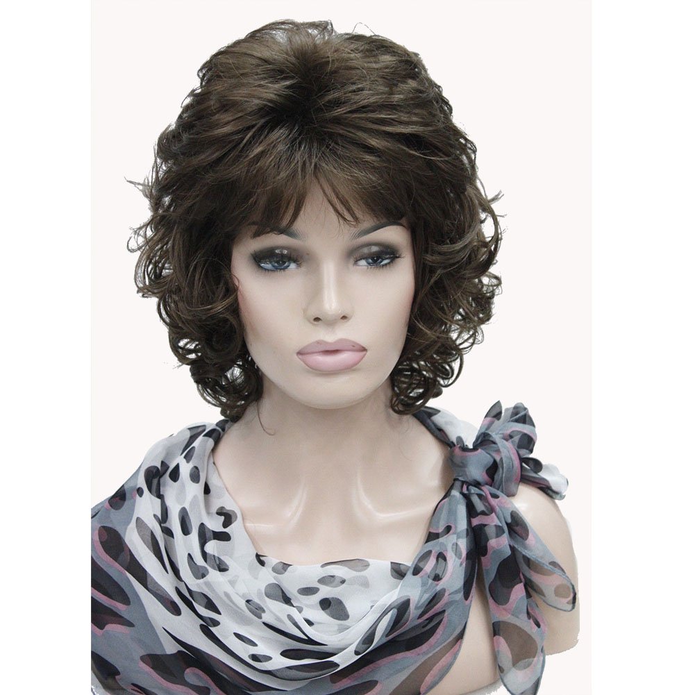 Lydell 12" Short Curly Wigs Soft Shaggy Layered Classic Cap Full Synthetic Wigs (Medium Golden Brown) — image 1