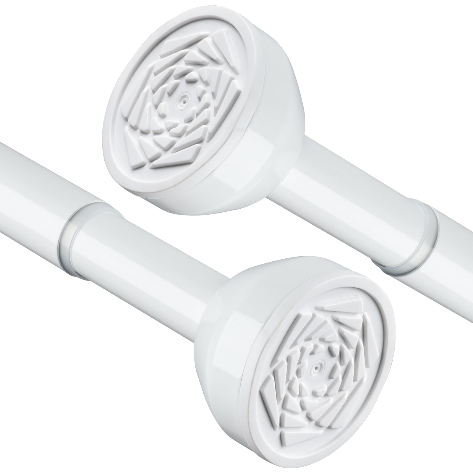 Shower Curtain Pole 115-185cm Stainless Steel Shower Curtain Rod Tension Rod for Curtains No Drill Extendable Curtain Poles Shower Curtain Rail for Bathroom Bedroom Kitchen Wardrobe, White