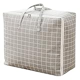 Danse Jupe Thick Over-Sized Clothing Organizer Storage Bag Washable Folding Under Bed Storage&College Carrying&Travel Camping Bag(Grey Grid)