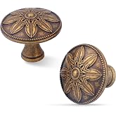 Xlroaafs 10 Pack Antique Brass Cabinet Knobs Vintage,1.4" Decorative Vintage Cabinet Hardware Handles for Cabinets and Drawers, Brass Kitchen Cabinet knobs Dresser Knobs Drawer Pulls