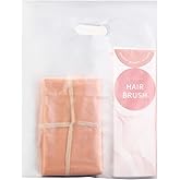 FloraSea 100pcs Plastic Bags With Handles, 12" x 15" Merchandise Shopping Bags for Small Business Retail Boutique Stores