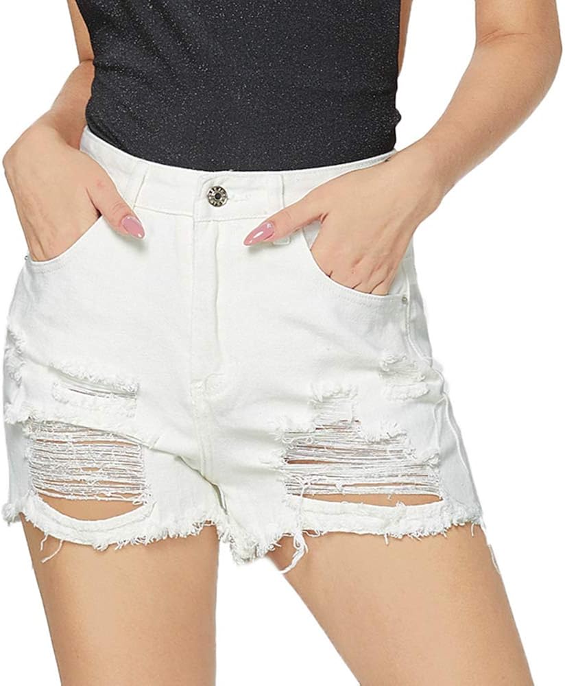 white denim hot pants