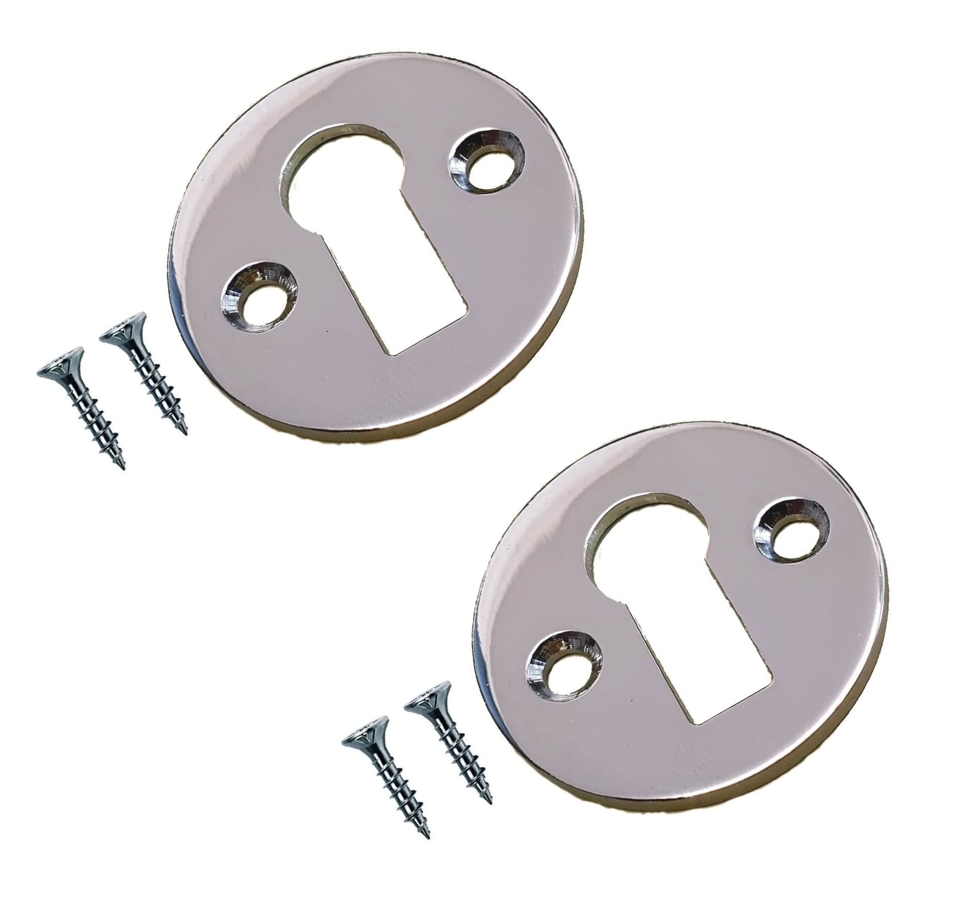 TERF® Polished Chrome Escutcheon Open 35mm Keyhole Cover Escutcheon including Fixing Screw - Pack of 2