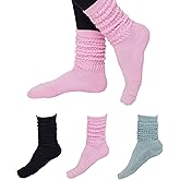 BOYLISH 3 Pairs Grip Pilates Yoga Socks for Women, Non-Slip Slouch Scrunch Socks for Barre Home Studio Hospital Workout