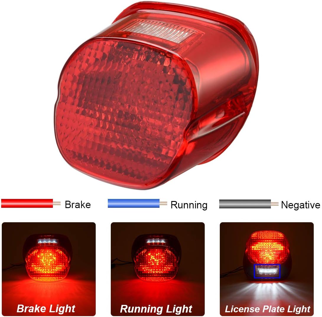 PBYMT LED Tail Light Red Rear Taillight Brake License Plate Light Compatible for Harley Softail Sportster Touring Road King Road Glide Electra Glide 1999-2020