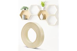 JSIWOTH Birch Wood Veneer Edge Banding, Pre-glued Flexible Iron-on with Hot Melt Adhesive, Wood Tape Banding Easy Application for Cabinet Repair Furniture Restoration (3/4 inch x 50 Ft Roll)