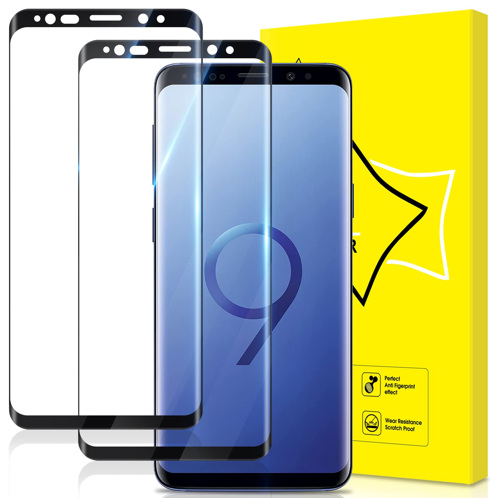 GiiYoon-2 PACK Screen Protector for Samsung Galaxy S9 Tempered Glass [HD Full Coverage] [Easy Installation] [3D Curved Edge] [Scratch Resistant] [9H Hardness] Protective Film — image 1