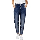 Madrirdma Straight Leg Jeans for Women Mid Rise Stretchy Casual Button Fly Trendy Jeans Wash Denim Pants