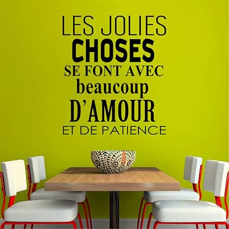 Stickers Muraux Salle De Jeux Citation Francaise Les Jolies Choses Font Avec Beaucoup D Amour Et De Patience Pour Salon Chambre Amazon Fr Bricolage