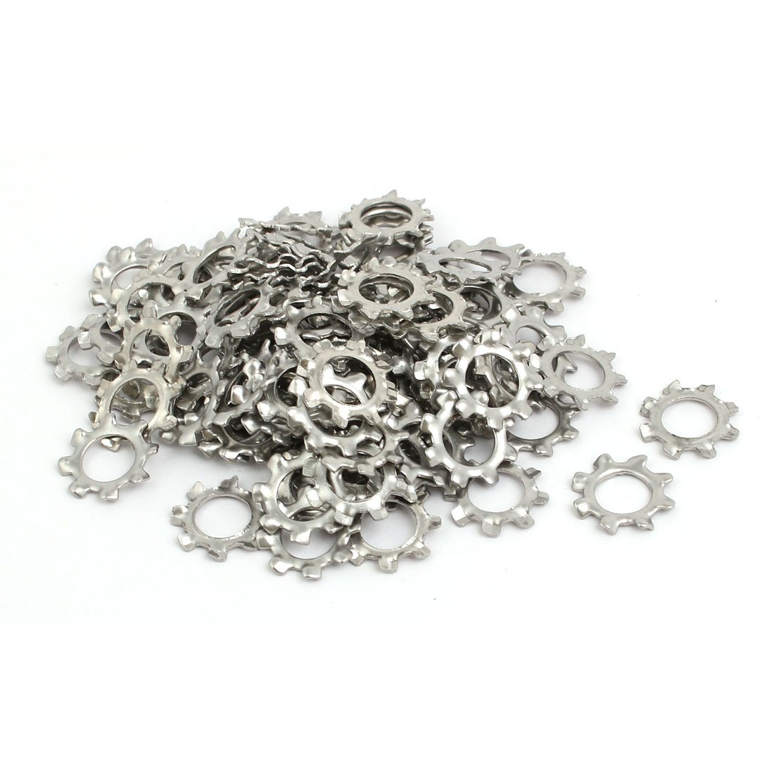 Sourcingmap 6mm Inner Dia Stainless Steel External Tooth Lock Washer Silver Tone 100pcs
