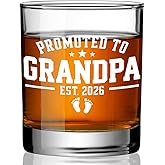 Ymzkpoa Promoted to Grandpa 2026,Funny New Grandpa Whiskey Glass Gifts for Men,Bourbon Gift for Christmas, Birthday, Father's Day,Pregnancy Announcement Gift -43