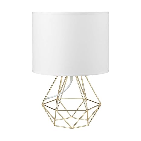 Modern Table Lamp Industrial Metal Cage Base With Fabric