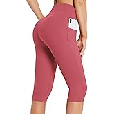 baleaf Women's Capri Leggings with Pockets High Waisted Knee Length Capris Stretch for Casual Yoga Pants Workout Exercise