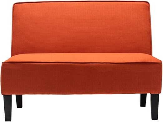 Amazon Com Cushioned Armless Settee Loveseat Linen Sofa Couch