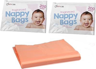 DIVCHI Baby Diaper Sacks Bags Dispenser 2 x 200 Pack Antibacterial Scented
