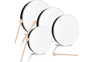 DIRBUY 4PCS Hand Drum - Wood Frame Hand Drum - 10inch 8inch 6inch 4inch Percussion Musical Instrument with Drum Stick