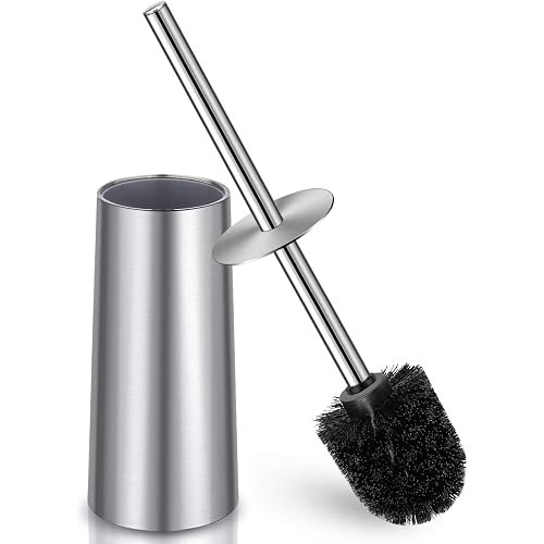 IXO Toilet Brush and Holder, Toilet Brush with 304 Stainless Steel Long Handle, Toilet Bowl Brush for Bathroom Toilet-Ergonomic, Elegant,Durable(Silver)