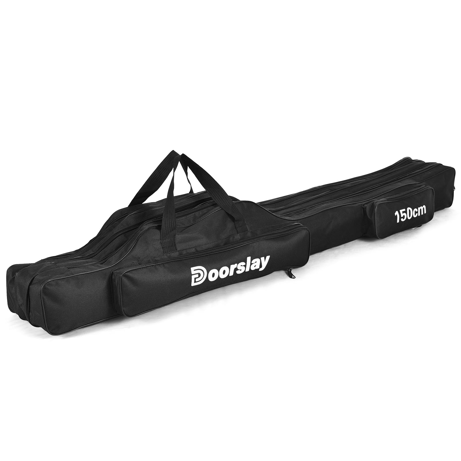 Doorslay Fishing Rod Case - Three Layer Oxford Portable Folding Fishing Pole Bag - Outdoor Waterproof Tackle Storage Travel Bags - Carry Organizer for Camping Hiking