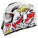 Graffiti Street Art Gloss White Dual Visor Full Face Motorcycle Helmet DOT (Large)