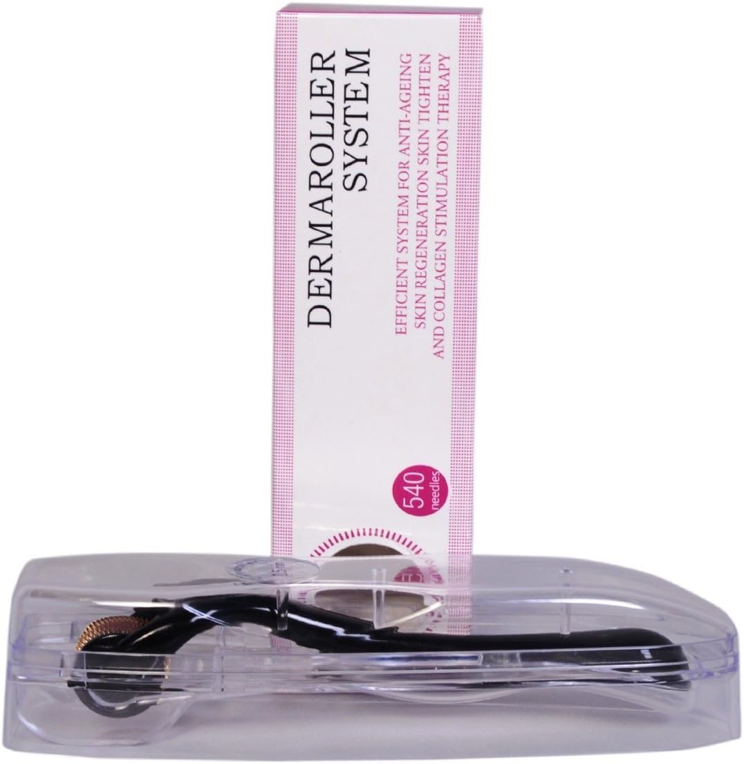 ELMASK DRS Derma Roller 1.0 mm 540 Titanium Micro Needles Roller Treating Acne Scars Skin Hair Loss Wrinkles Blackheads Lines Sun Damaged Ageing- Daily Care Product Reducing Blemishes Scars Potholes Cellulite Stretchmarks Uplifting Whitening Regeneration