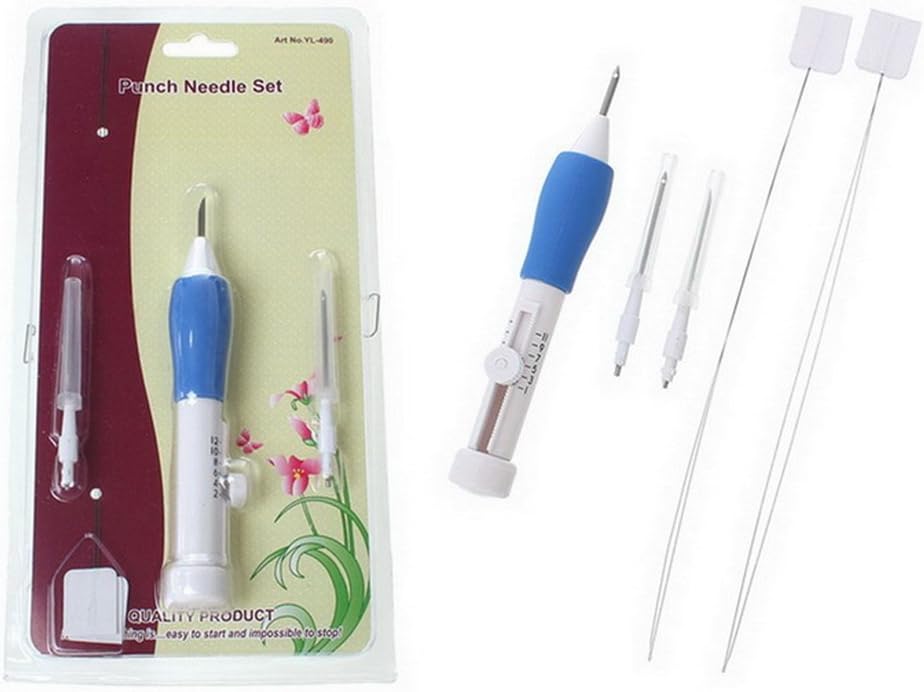 RainBabe White Blue Embroidery Stitching Punch Needle Tool Set