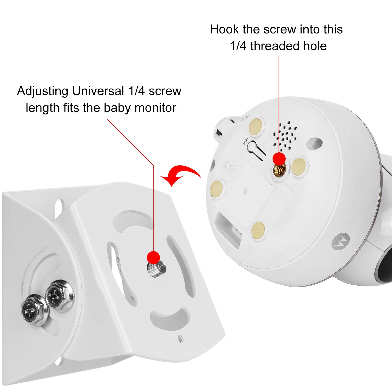 Adjustable Angle Wall Mount for Arlo Baby Monitor, Motorola Baby Monitor and Most Universal Monitors Camera, Aluminum Alloy Material : Baby