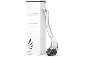 AKIYRO Derma Roller 0.30mm - Microneedle Roller with Storage Case - 192 Micro Needling Dermal Tool for Face, Beard, Scalp & Body - At Home Microneedling Skin Care Device for Women & Men (Black)