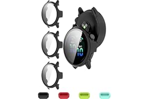 iDaPro Screen Protector for Garmin Vivoactive 6 Case-[Black] [3Pcs]+Silicone Anti-dust Plugs[4Pcs],9H,Face Cover Accessories,