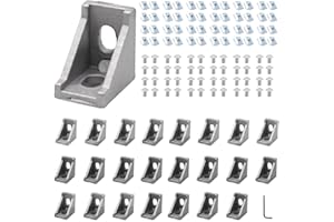 Seekliny 24pcs 2020 Corner Bracket 2020 Aluminum Extrusion Hardware T-Slotted Accessories V-Slot with Screws for 8020 Aluminum Profile 3D Printer Frame Parts Silver