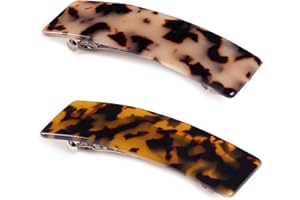 EYEGLA 2PCS Hair Barrettes Tortoise Shell French Design Celluloid Rectangle Hair Clips for Women