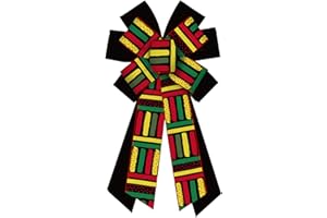 Threetols Large Juneteenth Bow for Wreath, Red Green Black Stripe Wreath Bow, Black History Month Front Door Decor, Farmhouse Ornament Burple Tree for Holiday Indoor Outdoor